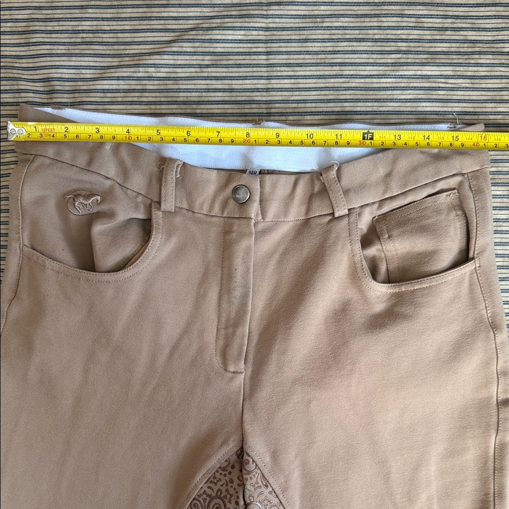 Piper by SmartPak Breeches Tan Paisley Silicone Grip Full Seat Riding Pants - Picture 3 of 16